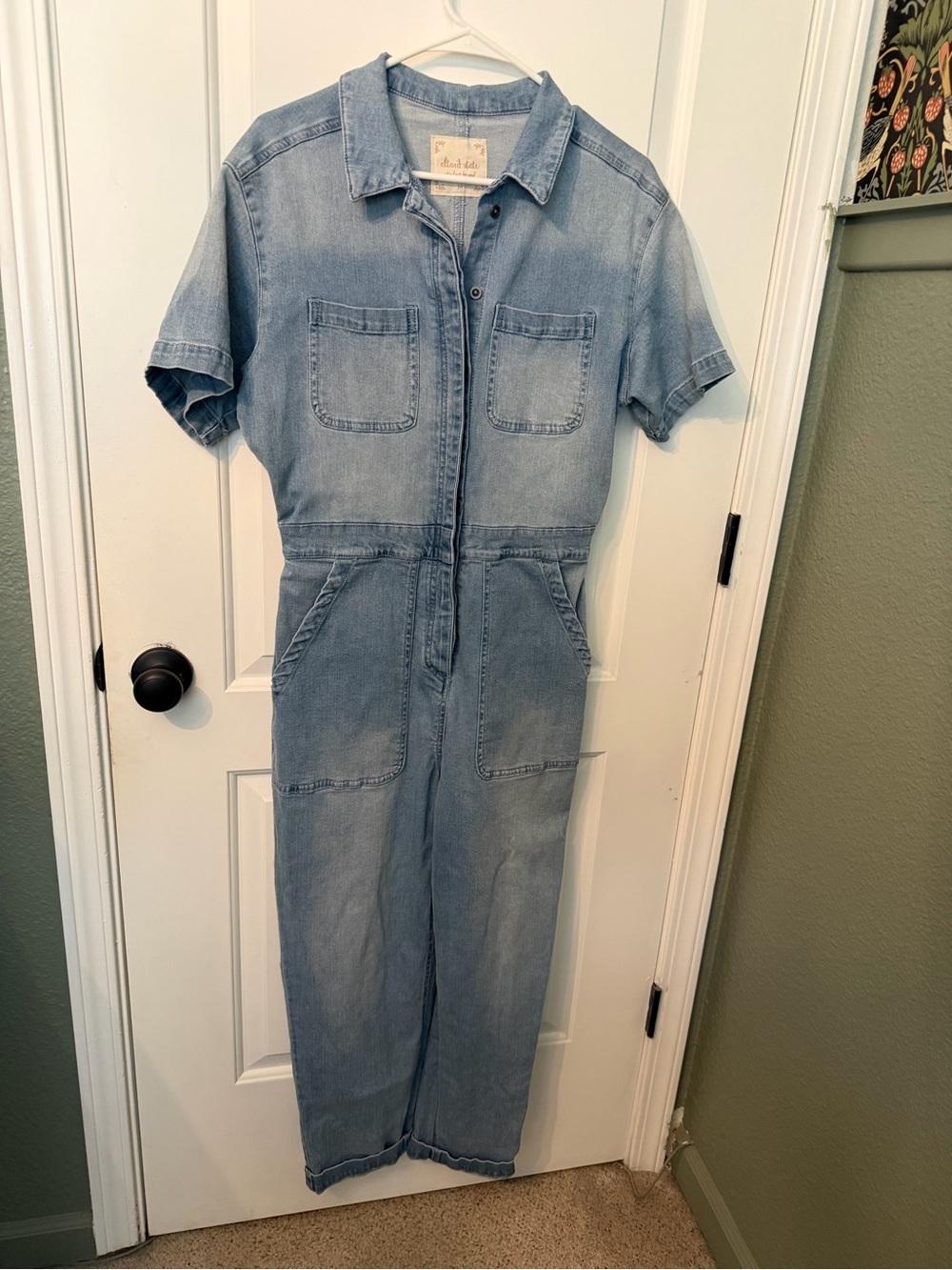Altar’d state Light Wash Denim Jumpsuit.  0077